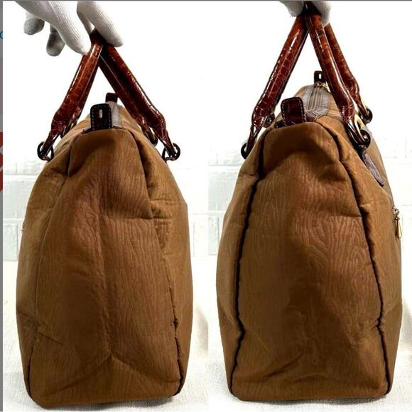 Balenciaga BB Logo Croc-Embossed Nylon Tote Bag Gold Hardware Handbag ✨ - Picture 6 of 11